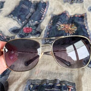 Coach Gold Aviator Sunglasses with Gradient Gray Lenses